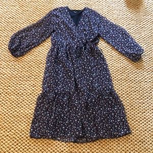 Madewell Tie-Waist Midi Dress in Harvest Vine Size XS Petiete